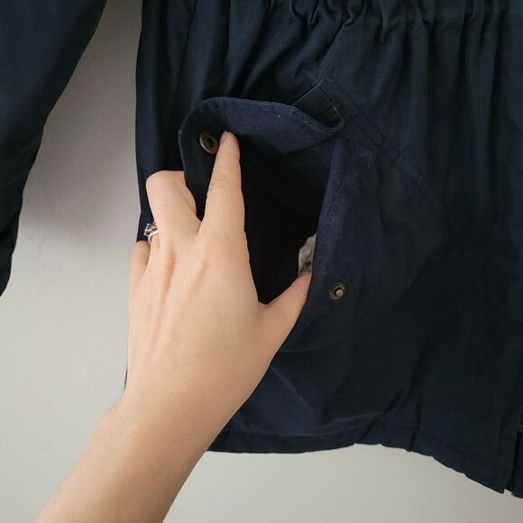 London Fog Navy Blue Coat Corduroy Collar Fleece Medium - Picture 4 of 11